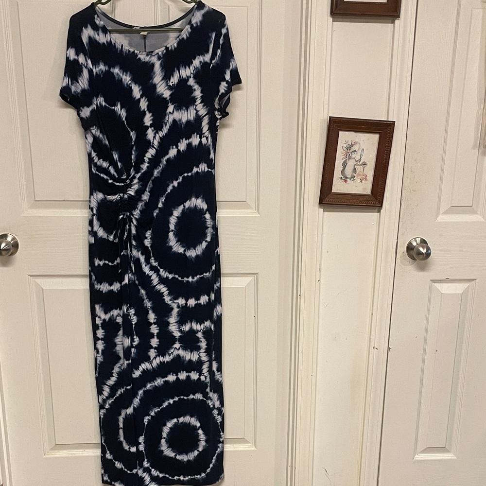 Cato Navy Tie-Dye Short Sleeve Maxi Dress-M